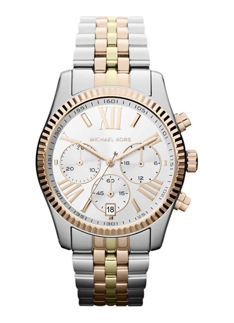 michael kors horloge goud met zilver|Zilverkleurige horloges .